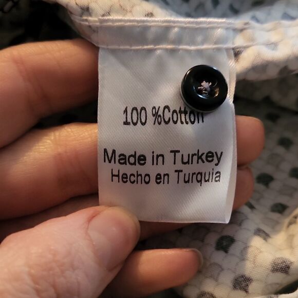 Bolufe Men's Size Large Gray Scallop Pattern Long Sleeve Button Down Shirt - Picture 5 of 6